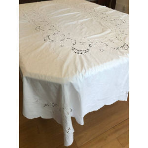 Vintage Battenburg Tablecloth White 65" white  x 98" long Handmade